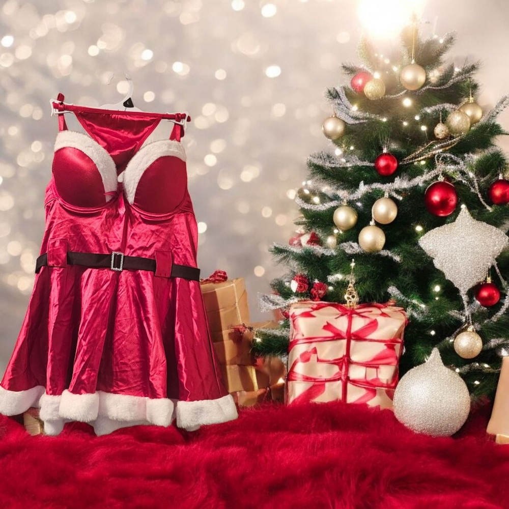 Christmas Festive Red Mrs. Clause Lingerie Set - NWT